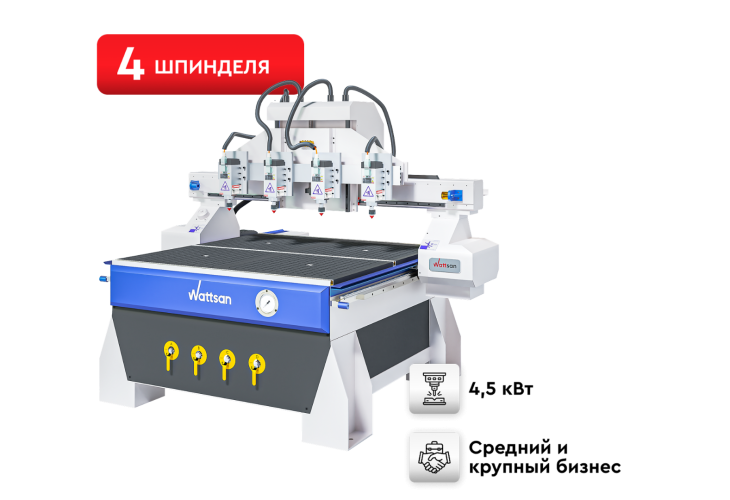 3D Фрезерный станок с ЧПУ с 4 шпинделями WATTSAN M1 1313 S4